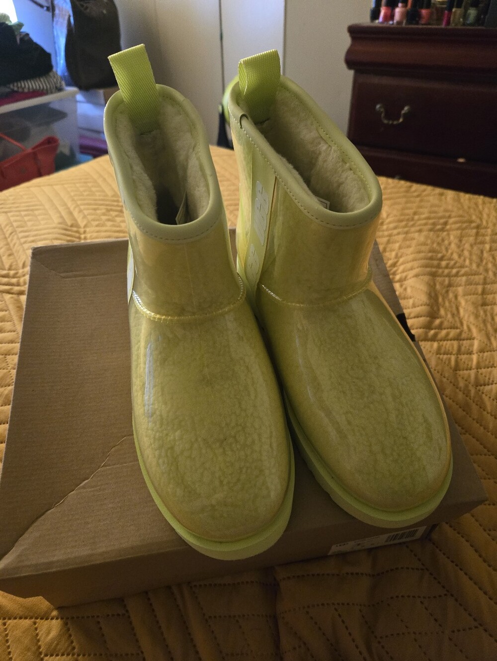 WOMENS Waterproof Yellow/ LIME Winter Boots with Plush Lining